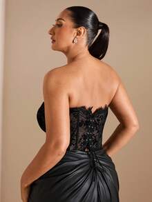 SHEIN BAE 大码鱼骨塑形胸部包裹女装外套胸部支撑背心束身衣，适合派对、嘉年华、日常约会、夜店、聚会、鸡尾酒会、泳池派对、返校季/冬季/情人节/生日/大码上衣，情人节，女士情人节 - 黑色 - 查看 8