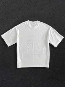 Manfinity VCAY Men's White Summer Streetwear Vintage Newspaper Graphic Print T-Shirt,Casual Boxy Tee For City Break Commute Street Style Graphic Tee Top - White - View 9