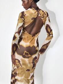 Maija Đầm dài nữ dáng ôm, cổ bẻ, hở lưng, in họa tiết tie-dye, thích hợp cho đi làm, công sở, dạo phố, đi biển, nghỉ dưỡng, thanh lịch, lễ hội âm nhạc, ngày Valentine, mùa hè. - Nhiều màu - Xem 2