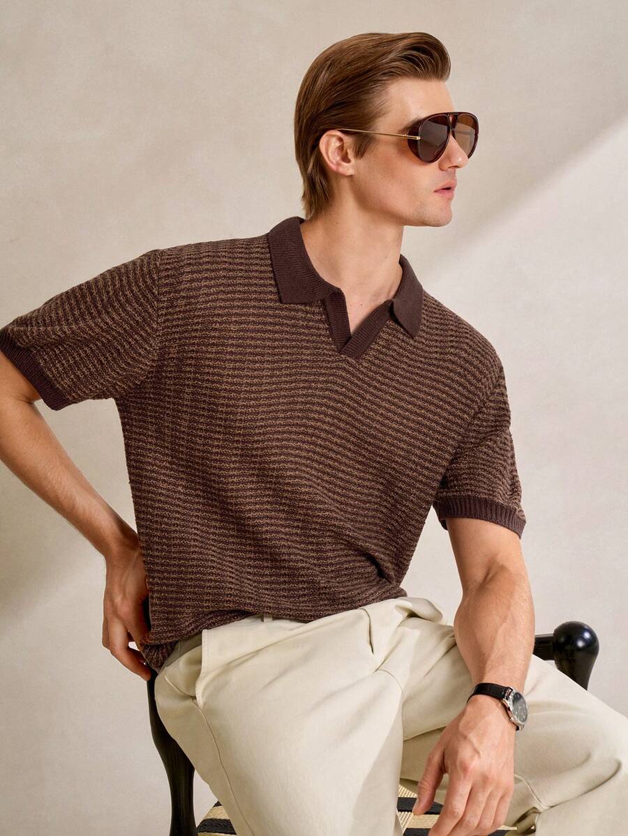 Manfinity CityGents 男士条纹短袖休闲通勤针织衫