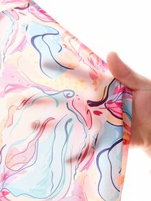 SHEIN Váy dài tay cổ chữ V in hoa cho bé gái tuổi mới lớn - Hồng - Xem 5