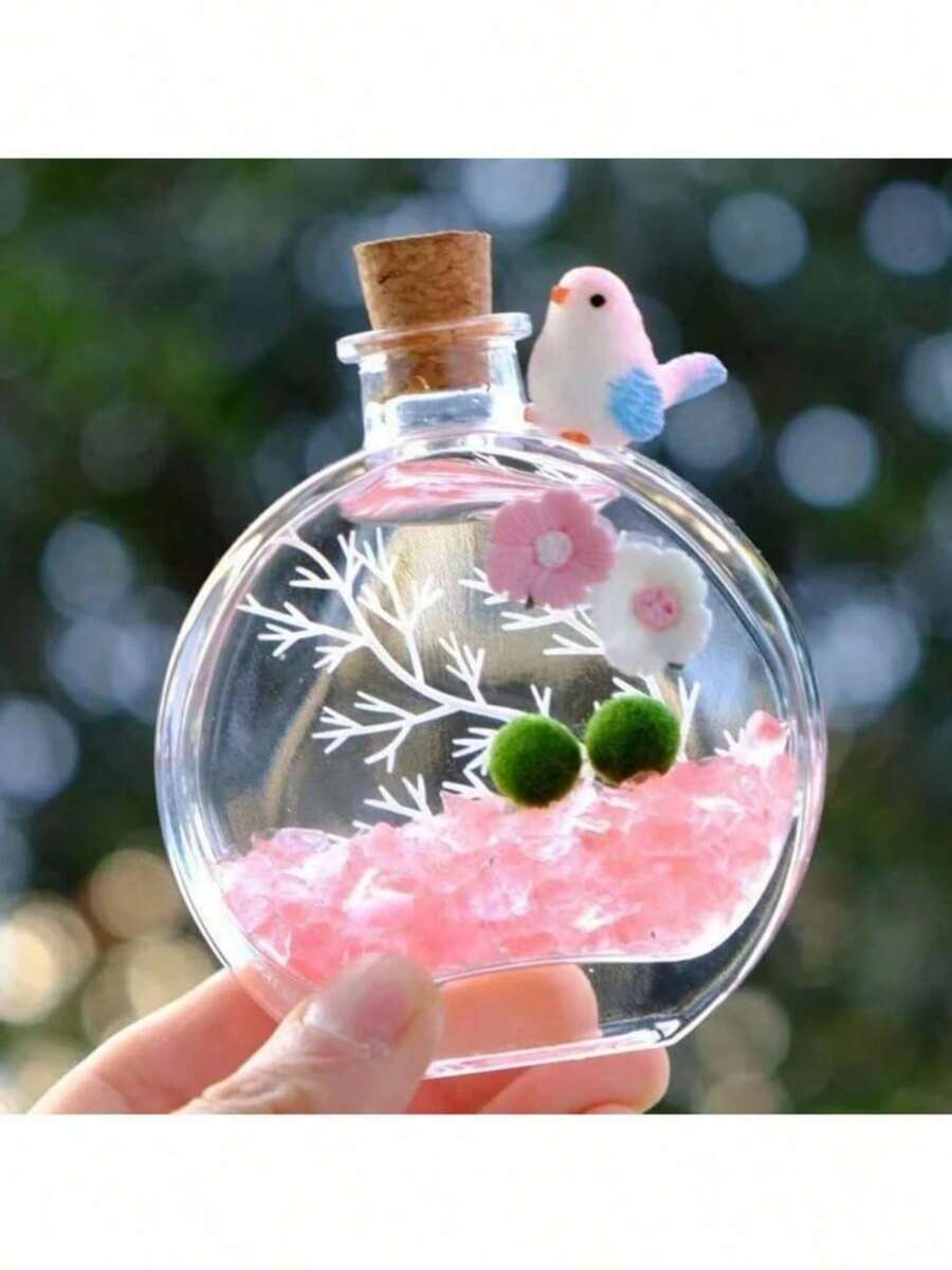 透明玻璃水培装饰,香水瓶中海藻球微景观,易于养护的室内植物,适合桌面和家居装饰 - 彩色 - 查看 1