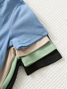 8 peças/Conjunto Confortável Casual Versátil para Uso Diário de Bebês Meninos/Meninas, Camiseta de Manga Curta com Letras em Relevo e Shorts, Adequado para Primavera/Verão, Uso Diário, Esportes, Passeios, Escola, Festas, Férias, Sessões de Fotos, Viagens - Multicolorido - Visão 7