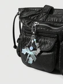 ROMWE Kawaii 1 春季新款ins清新可爱卡通时尚百搭高性价比浅蓝色树脂仿水晶彩色猫眼珠迷你手机星星闪亮网眼翅膀熊吊坠DIY钥匙扣包包吊坠水杯吊坠手机吊坠，固定粘贴式爱心饰品，适合女孩女士日常佩戴，节日礼物 - 淺藍色-79 - 查看 5