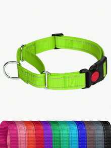 1件装 高强度反光尼龙马丁格尔犬项圈 防拉扯训练项圈 L码可调节 适用于小型、中型和大型犬 宠物训练装备 遛狗配件