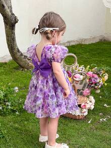 LMoss Kids 女婴雪纺碎花泡泡袖休闲连衣裙 - 彩色 - 查看 8