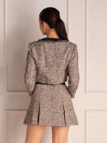 Andrea Bello 粗花呢纽扣宽松大衣 - 杏色 - 查看 3