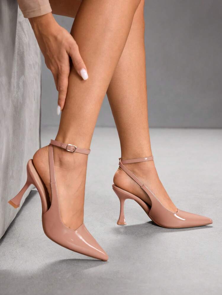 CUCCOO SZL Women's Pointed Toe Stiletto High Heel Black Lace Mesh Breathable Hollow-Out Sexy Elegant Lady High Heel Pumps With Ankle Strap, Versatile For Daily, Party, Gathering Valentine's Day