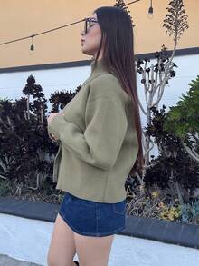 Andrea Bello 拉链立领开衫，长袖上衣，老款款式，秋季服装商务休闲女式工作服夹克 - 軍綠色 - 查看 5