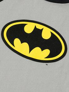 BATMAN X SHEIN 女士休闲日常通勤时尚街头蝙蝠标志图案撞色长袖T恤，春秋季 - 灰色 - 查看 5