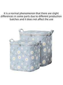 Blue Daisy Storage Bag Oxford Fabric Foldable Waterproof Design Dust Protection Zipper Closure Carry Handles Multi Purpose Organizer For Home Travel - Royal Blue - View 9