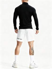 Manfinity Sport Polished 男士休闲运动印花拉链夹克 - 黑色 - 查看 3