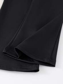 2pcs Young Girls Knitted Textured Striped Long Sleeve Pink Flare Pants Bow T-Shirt Set, Comfortable Casual Sweet Girl Outfit, Autumn Full Outfit Outfit Set Bell Bottom Outfits Girls Bow Outfit Bow Outfit Bow Bag - White - View 6