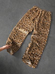 PAVTROS Quần dài nam dáng rộng kẻ sọc và họa tiết da báo thời trang, quần nỉ cạp chun, quần jogger hai mặt lót lông cừu, thiết kế họa tiết da báo tự nhiên, "Hòa mình vào thiên nhiên, thể hiện cá tính", phong cách thường ngày, dự tiệc, hoạt động ngoài trời, quà tặng ngày lễ, quà tặng bạn trai, unisex. - Nhiều màu - Xem 4