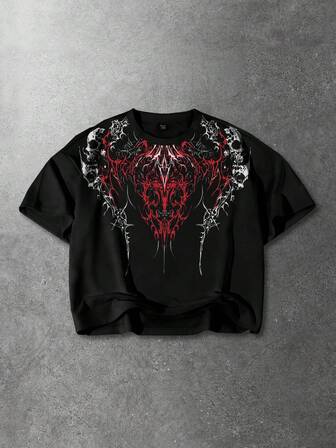 Street Life T-shirt a maniche corte da uomo alla moda con stampa teschio, estiva