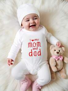 SHEIN 2Pcs Set Newborn Boy Photography Outfits Little Brother Embroidery Baby Coming Home Outfit Baby Shower Gift 1 Month 3 Month Infant Photo Props