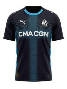 Puma Olympique Marseille Replica Away Short Sleeve Men'sT-Shirt Navy / Luminous Blue - New Navy-Luminous Blue - View 1
