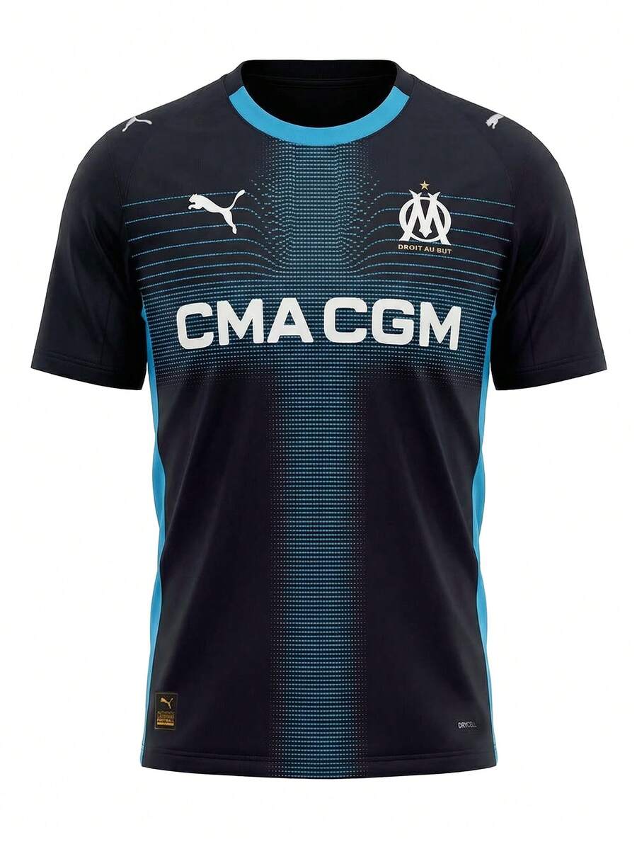 Puma Olympique Marseille Replica Away Short Sleeve Men'sT-Shirt Navy / Luminous Blue - New Navy-Luminous Blue - View 1