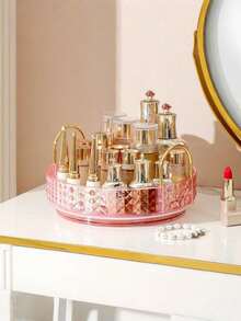 1 PC Large Capacity 360 Degree Rotating Adjustable DIY Plastic Simple Transparent Spinning Organizer Rack Bathroom Vanity Desktop Display Storage Shelf Multi-Scene Home Organization Countertop Decor - Multicolor - View 20