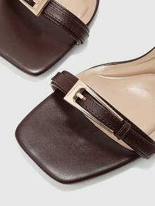 CUCCOO BIZCHIC Women's Buckle Design Fashion Daily Wear High Heel Sandals Valentine's Day - Brown - View 8