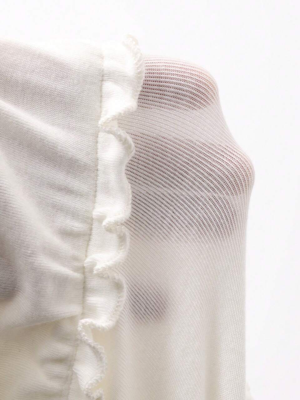 Women's Solid Color Round Neck Long Sleeve Top With Mushroom Hem And Ruffle Hem, Suitable For Autumn And Winter Loungewear Pajamas