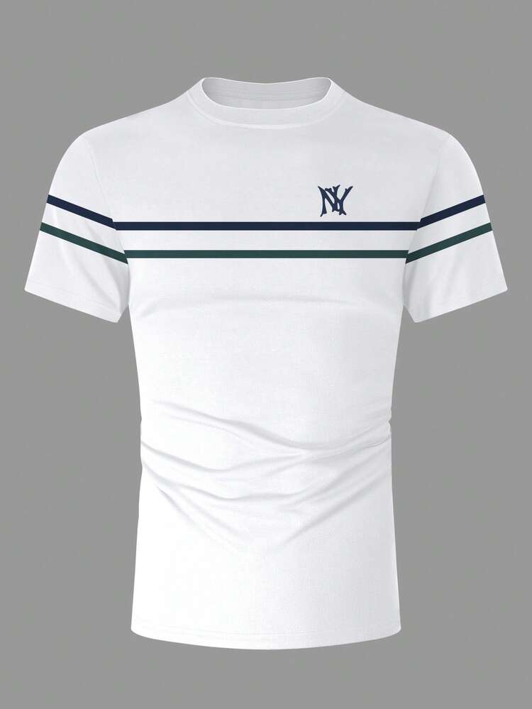 Manfinity 加大码男士圆领短袖休闲T恤，夏季 - 彩色 - 查看 3