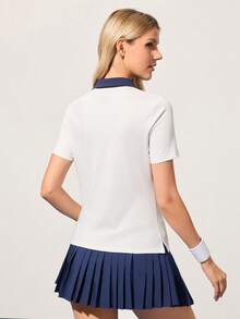 CourtClass Casual Versatile Contrast Button Short Sleeve Slim Fit Athletic Polo Shirt - Multicolor - View 2