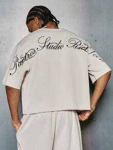 PAVTROS Men's Fashionable & Comfortable Embroidered T-Shirt Set - Khaki - View 2