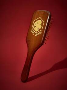 HARRY POTTER X SHEIN FanGlow Bamboo Square Massage Air Cushion Hairbrush ,Easy To Carry Smooth Hair Airbag Comb, Christmas Small Gifts, Birthday Gift Anniversary Charm Gift - Chocolate Brown - View 3