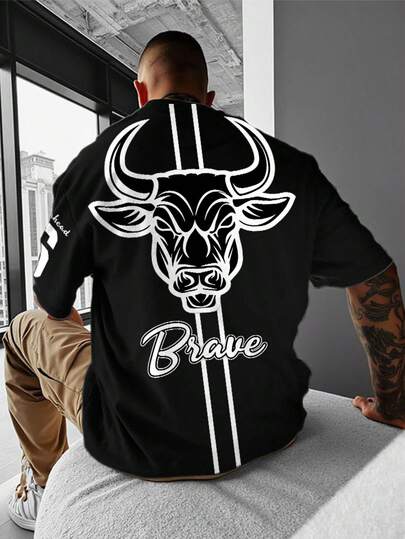 Manfinity LEGND 男士休闲印花圆领短袖T恤