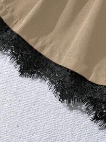 GlowEve Quần short nữ xếp ly phối ren, thắt eo bằng ruy băng. - Màu Khaki - Xem 4