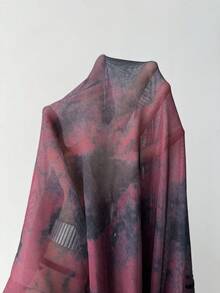 Bloopia Women's Fashionable Street Tie-Dye Sleeveless Hooded Mesh Blouse, Summer - Red - View 6