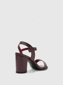 CUCCOO BIZCHIC Women's Buckle Design Fashion Daily Wear High Heel Sandals - Burgundy - View 9