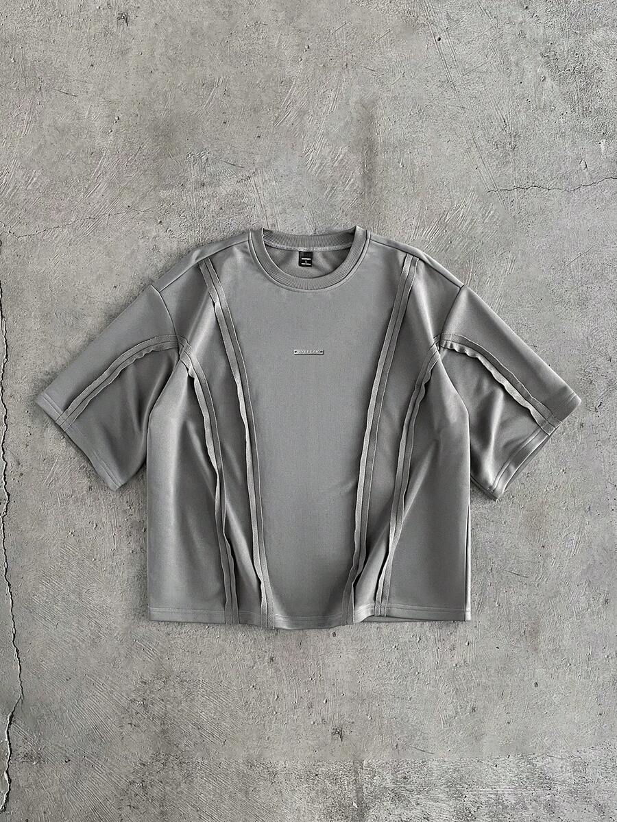 AXEPEAK Men's Loose Fit Casual Round Neck Short Sleeve T-Shirt - Grey - View 1