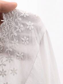 DAZY 甜美刺绣荷叶边泡泡袖女士睡衣套装