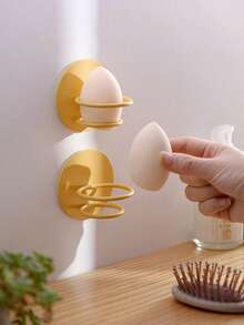 Joivida 1pc/4pcs Wall-Mounted Beauty Egg Rack, Powder Puff Storage Rack, Beauty Egg, Makeup Egg Rack, Gourd Powder Puff Rack, Wall-Mounted Bracket, Can Store Combs, Splints, Bath Balls And Other Small Items, Suitable For Dressing Tables, Bathrooms And Bedrooms - Multicolor - View 4