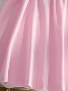SHEIN 夏季新款韩版可爱甜美刺绣郁金香拼接白色蕾丝彼得潘领伞扣连衣裙 - 粉色 - 查看 5