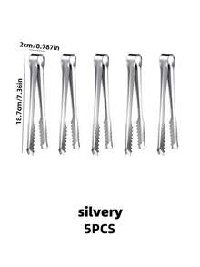 1/3/5件套不锈钢冰钳，防滑食品夹，防锈，厨房必备 - 适用于自助餐、婚礼、烧烤等场合 - 多功能冰块、糖果和冰淇淋夹取工具套装