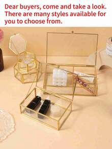 1 Pieza Caja de Almacenamiento de Joyas de Anillo de Vidrio Hexagonal Dorado de Lujo, Organizador de Gran Capacidad para Exhibir Múltiples Anillos, Ideal como Regalo para Boda, Compromiso, Día de San Valentín, Cumpleaños, Aniversario, Fiesta, Celebración, Viaje, Tocador, Decoración Navideña, Caja de Regalo para Joyas, Soporte de Anillos - transparente - Ver 12