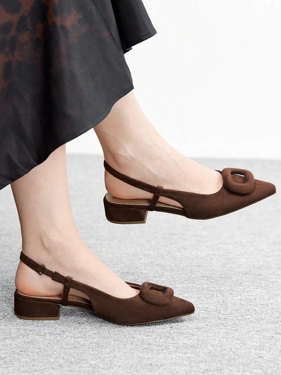 CUCCOO BIZCHIC 女士优雅纯色尖头平底鞋 春季鞋 春假复活节 - 鏽棕色 - 查看 1