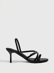 CUCCOO SZL Sandal Hak Tinggi Wanita Elegan untuk Perjalanan, Cocok untuk Hari Valentine - Hitam - View 3