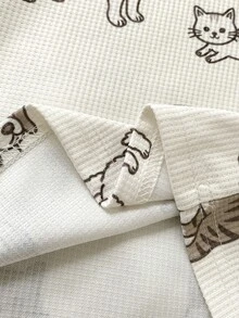 Playful Pals 3 Sets Toddler Boys Cute Casual Cartoon Dog Cat Graphic Print Waffle Texture Solid Green Striped Short Sleeve Round Neck T-Shirt Tops And Shorts Pants Bottoms Soft Stretchy Two Piece Outfits Clothing Sets For Daily Home Playwear Summer - Multicolor - View 5