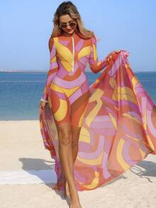 Swim Shayni 女士抽象印花冲浪服，两件套