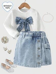 少女休闲牛仔裙，新款时尚简约百搭浅蓝色水洗牛仔迷你裙，女孩必备单品 - 藍色 - 查看 9