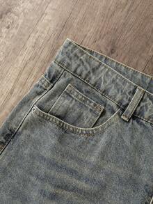 Manfinity Joysei 男士休闲水洗低腰直筒宽松牛仔裤 - 淺色水洗藍 - 查看 3