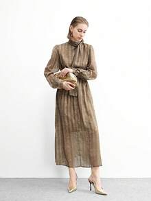 CUCCOO BIZCHIC 2024新款女士金色绑带凉鞋，2024春秋尖头细跟时尚简约设计，百搭连衣裙和高跟鞋 - 淺金色 - 查看 6