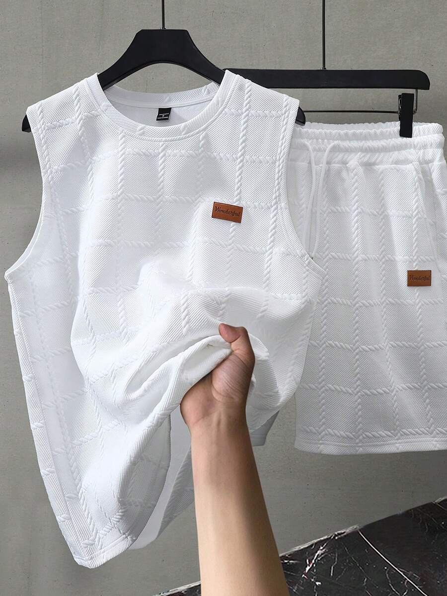 EGENSIO Men's Knit Casual 2 Pieces Set: Vest And Shorts