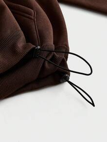 ESTAVOR 男士抽绳口袋休闲套头连帽衫 - 棕色 - 查看 5