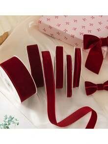 1PC, Size 7, Wine Red Single-Sided Non Elastic Colored Velvet Ribbon, Velvet Ribbon, Plush Ribbon, Bow DIY Clothing (Length May Have Deviation When Measured By Hand)