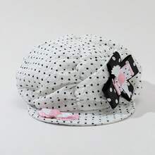 1 Women's Polka Dot Angel Wings Star Cross Newsboy Cap - White - View 4